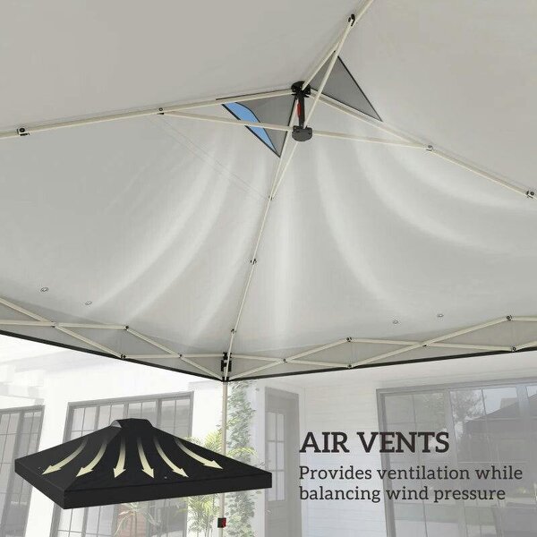 gazebo roof replacement UV50+ Waterproof Pop Up Canopy Cover with 8 Drainage Holes 3 x 3 m Black
