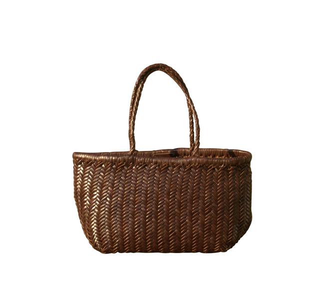 RIMINI Zigzag Woven Leather Handbag 'Viviana' - Dark Brown