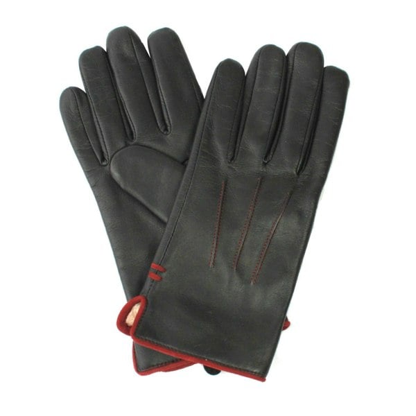 Eastern Counties Leather Mens Charles Leather Gloves - Black/Burgundy