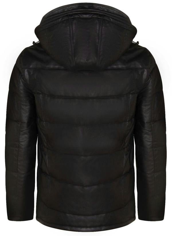 Infinity Leather Mens Puffer Leather Bomber Jacket-Alicante