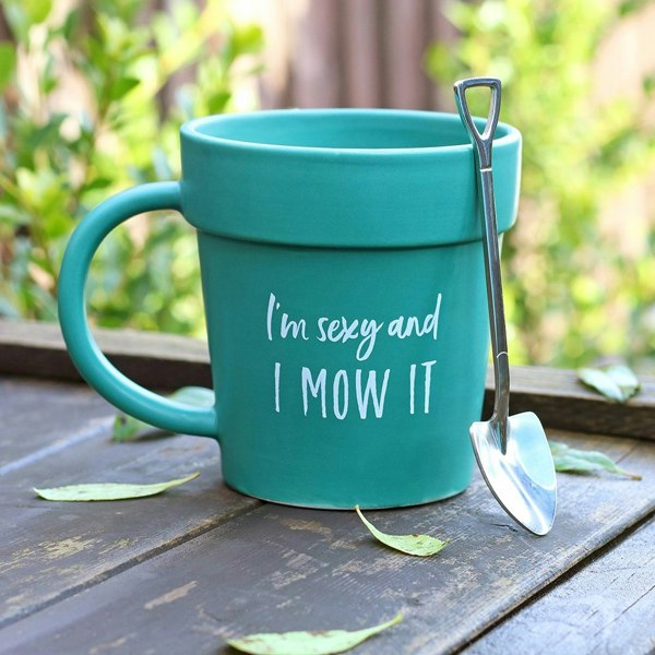 Something Different I Am Sexy And I Mow It Plant Pot Mug Set - Green/Silver