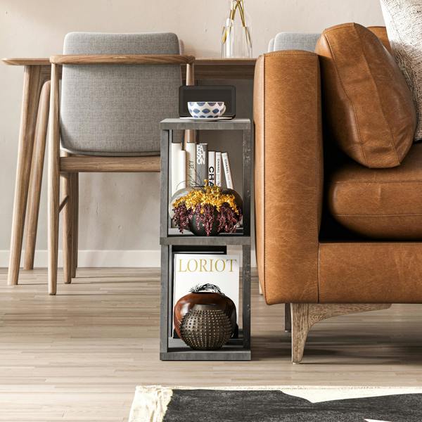 Decortie Lazena Modern 3-Tier Side Table, Slim Particleboard End Table H55.4cm
