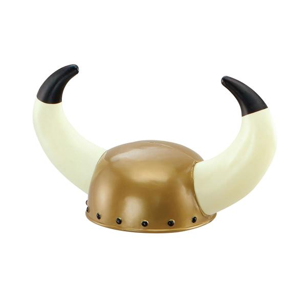Bristol Novelty Unisex Viking Helmet With Oversized Horns - Gold/White/Black - 