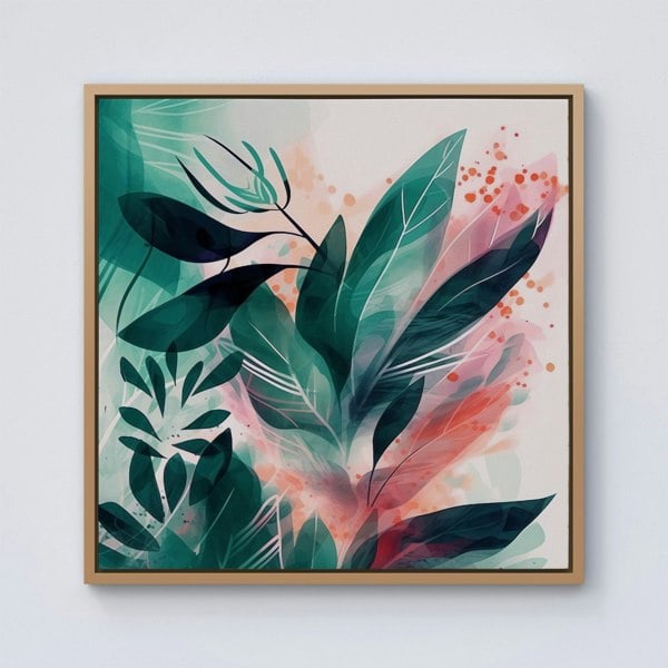 Warren Reed Green Feather leaves Tropical Framed Canvas