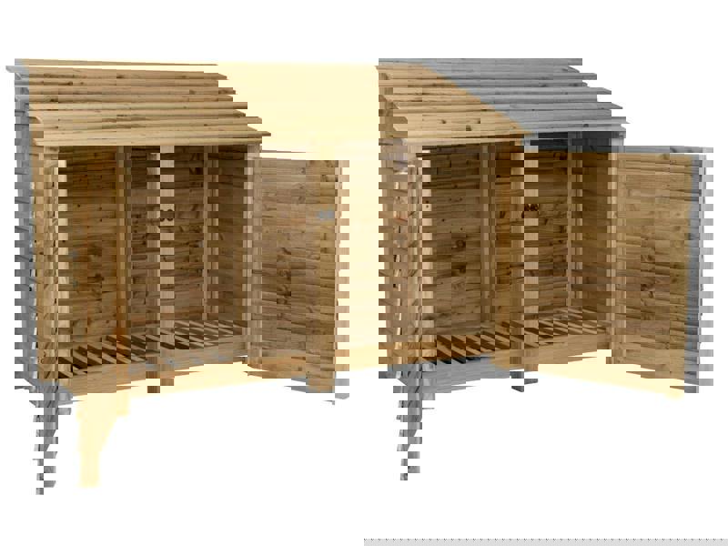 Arbor Garden Solutions Wooden Log Store with Doors W-187cm, H-126cm or 180cm, D-88cm