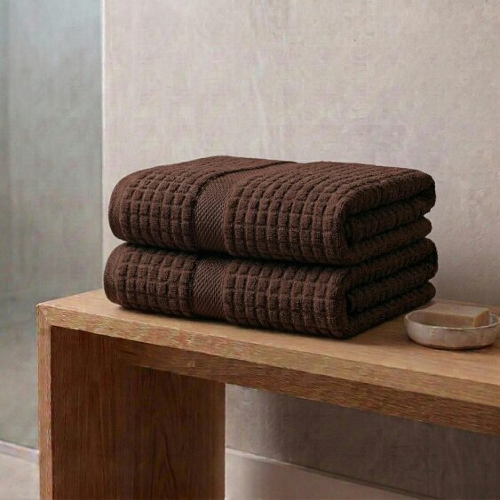 Vision V550 - 2 Pack 100% Cotton Bath Sheet - Chocolate - Bath Sheet - 100% Cotton