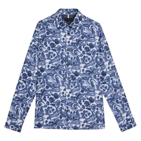 Ted Baker Mens Uldale Paisley Long-Sleeved Shirt - White