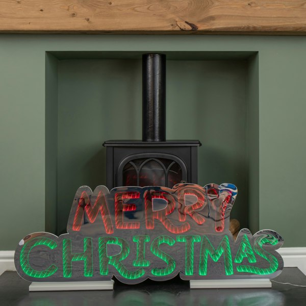 Samuel Alexander 1m Light up Merry Christmas Infinity Light Decoration with Red and Green LEDs