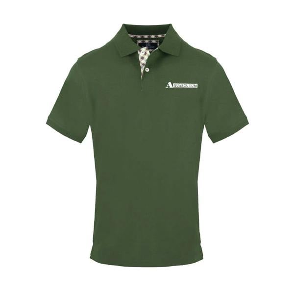 Aquascutum Mens Logo Collared Short-Sleeved Polo Shirt - Military Green - 