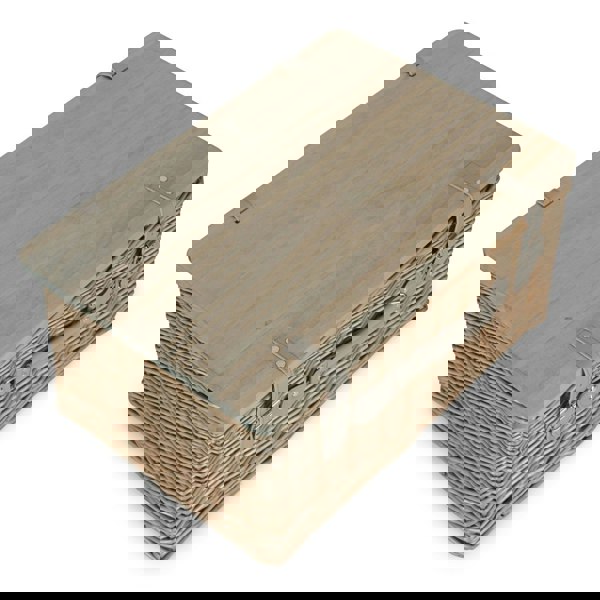 Antique Wash Empty Picnic Basket with Pinewood Lid