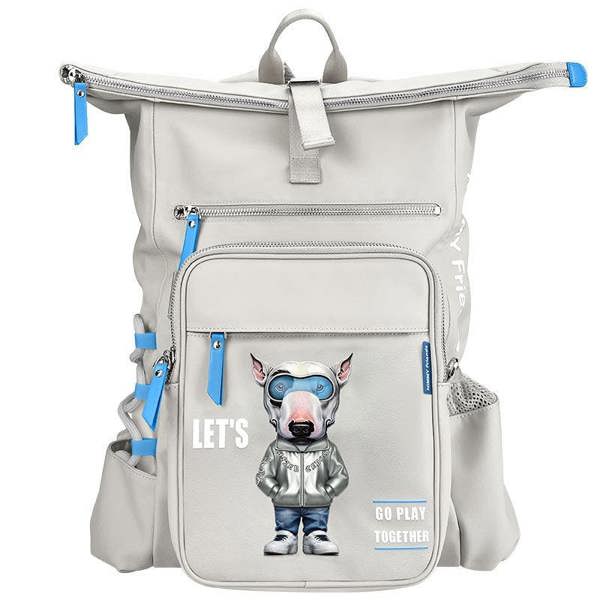 Nimmy Friends Nimmy Cool & Cute 2.0 Blue Terrier Dog Laptop Backpack with Detachable Pouch Grey - N-KM-DNBB-019