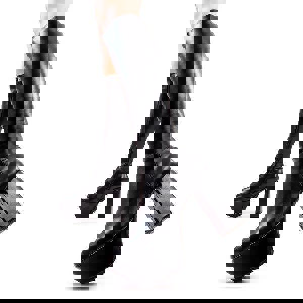 Lamoda Wish Me Dead Black PU Chunky Platform Knee High Boots Square Toe