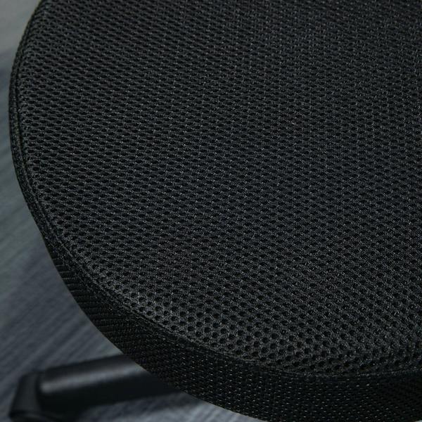 Close-up of black textured padded round stool seat cover
