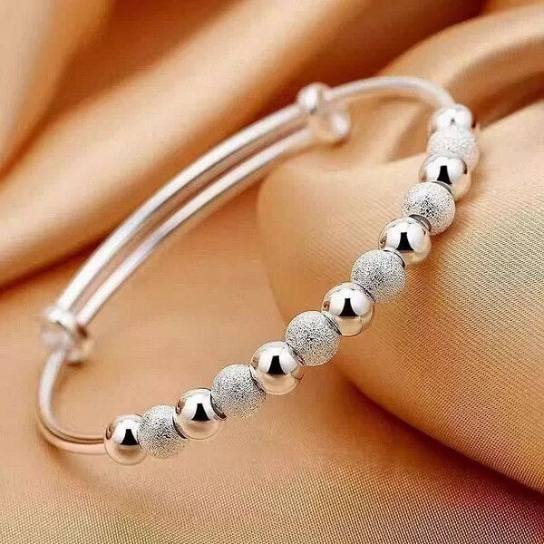 The Colourful Aura Silver Plated Beaded Adjustable Bracelet