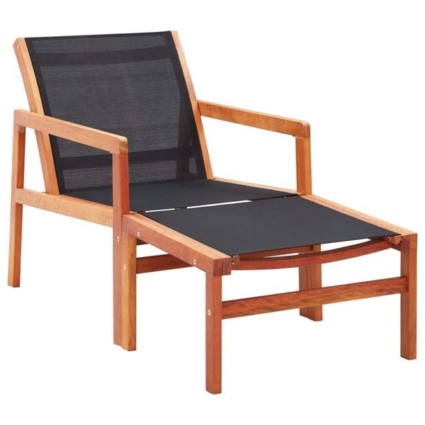 Berkfield Garden Chair with Footrest Solid Eucalyptus Wood and Textilene