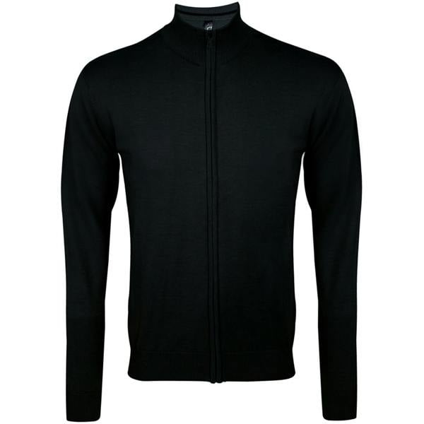 SOLS Mens Gordon Full Zip Cardigan - Black