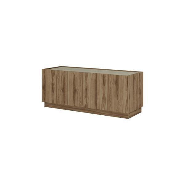 Decortie 120cm TV Stand Unit, 3 Soft-Close Doors TV Storage Cabinet Up to 50' TVs Modern Design Non Handle, Whiskey Oak,Travertine