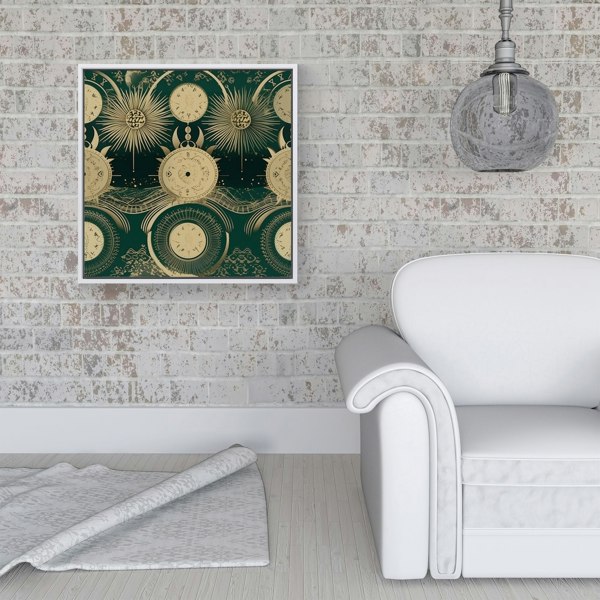 Warren Reed Green Moon and Sun Abstract Pattern Framed Canvas