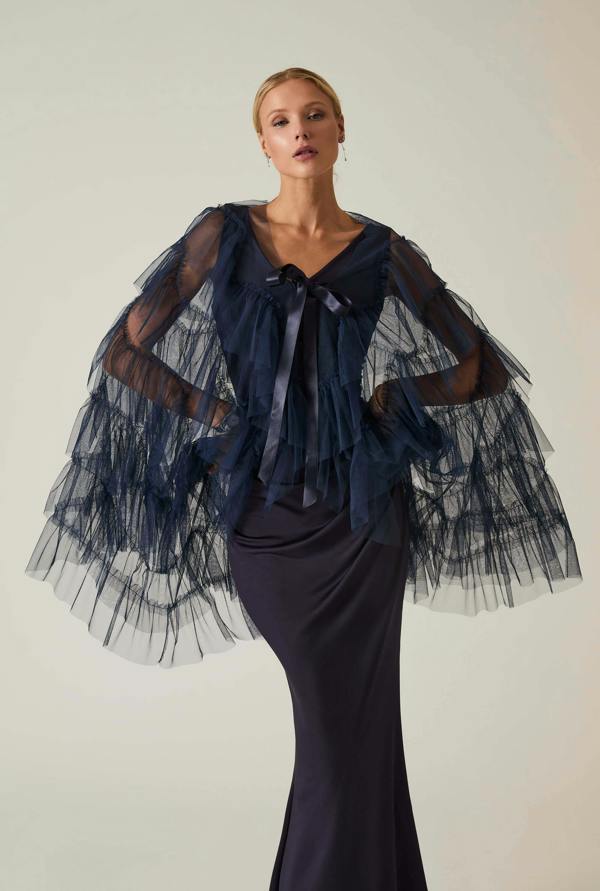 James Lakeland Navy Organza Shawl