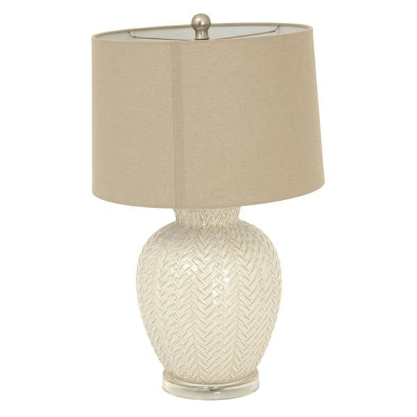 Hill Interiors Twill Weave Table Lamp (UK Plug) - White - 