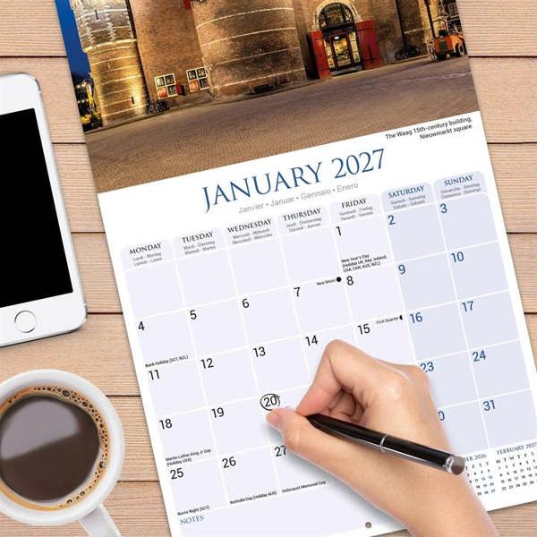Europe Amsterdam Calendar 2027, Wall Calendars, Month To View, Travel, Gift