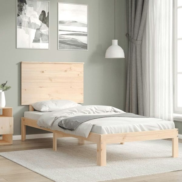 Berkfield Bed Frame with Headboard Small Single Solid Wood