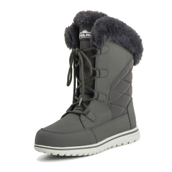 VIVA Polar Boot Women's Quilted Outdoor Cuff Snow Lace Up Faux Fur Boots