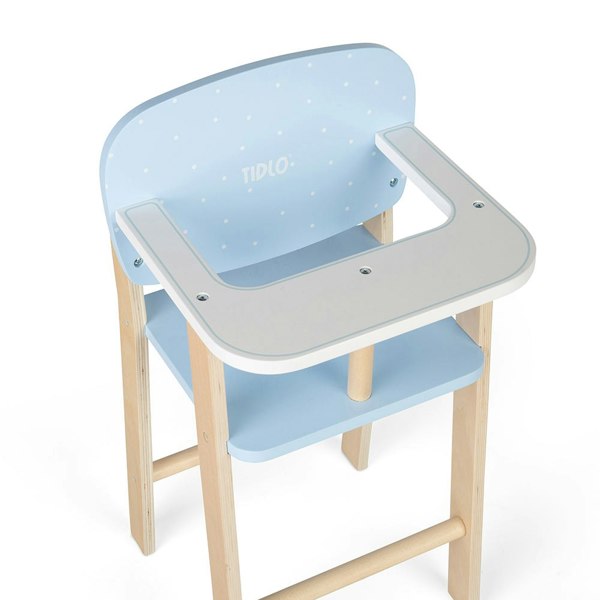 Tidlo Wooden Dolls High Chair - Pastel Blue 