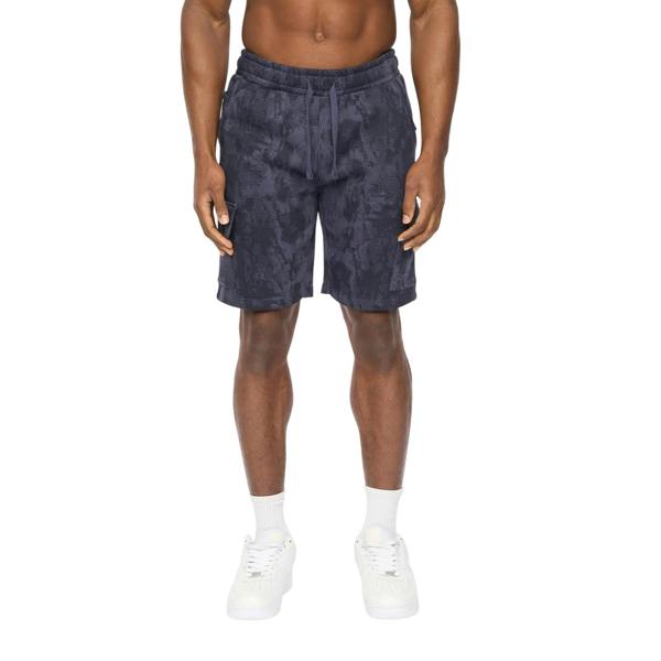 Crosshatch Mens Bardon Camo Cargo Shorts - Navy Camo - 