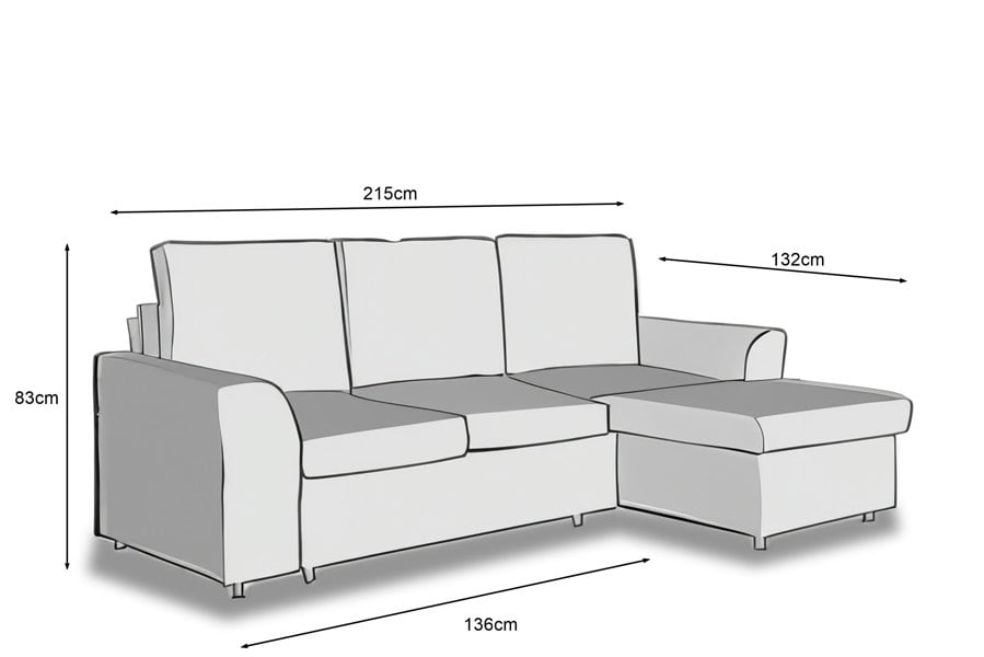 Indoor Living Manhattan Grey 3 Seat Corner Sofa Bed Set - Left or Right