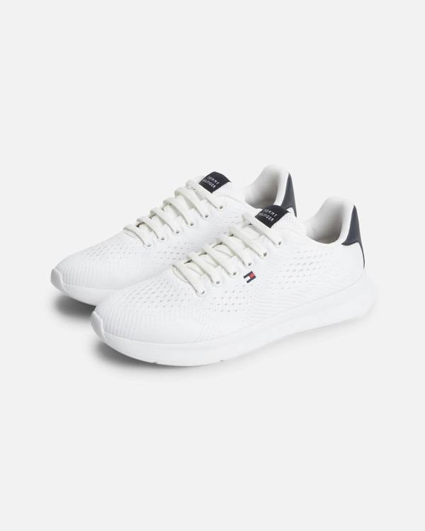 Tommy Hilfiger Lightweight Mens Knit Trainers - White | CHO | Designer Mens Trainers