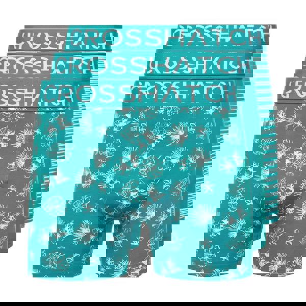 Crosshatch Mens Hovland Boxer Shorts (Pack of 3) - Tropical Green - 