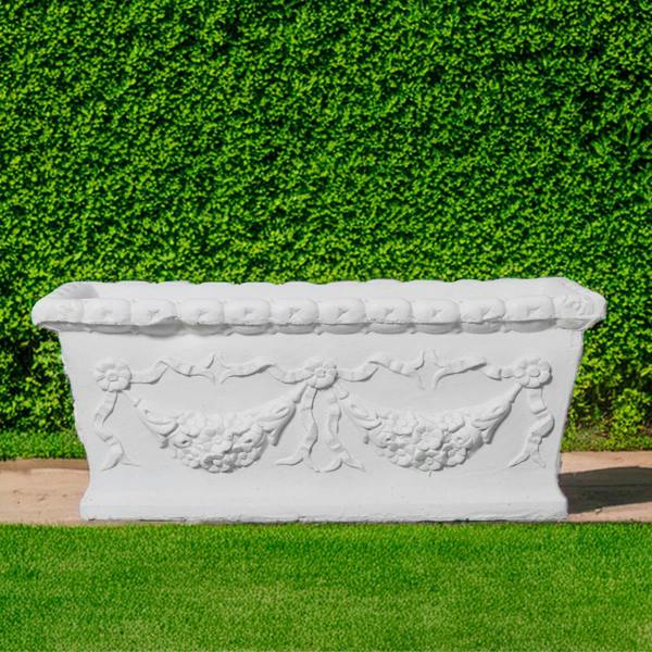 Large Swag Detail Design White Stone Cast Trough 1m long 