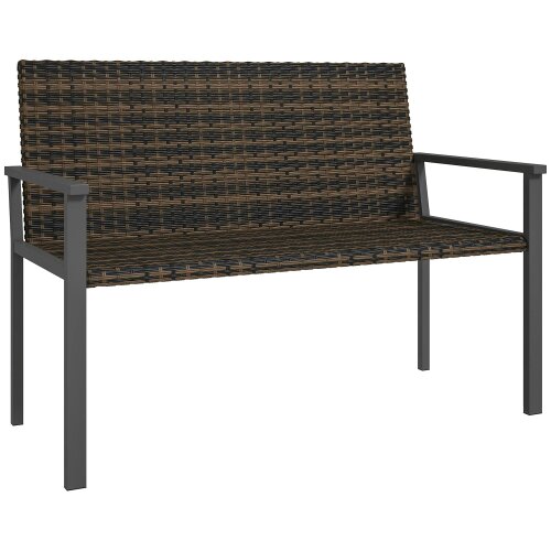 Wyld Haus Batare Rattan Brown 2 Seater Garden Bench With Armrests