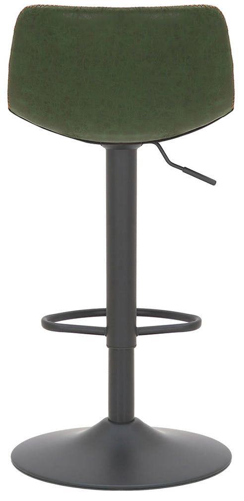 Lamboro Antico Faux Leather Kitchen Bar Stool, Matt Black Stem & Base, Adjustable Gas Lift With Backrest, Breakfast Bar Stool - Sage Green