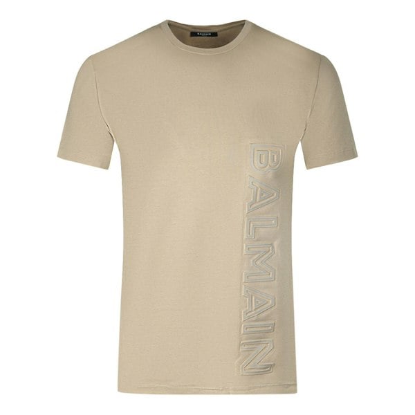 Balmain Brand Embossed Logo T-Shirt - Sand