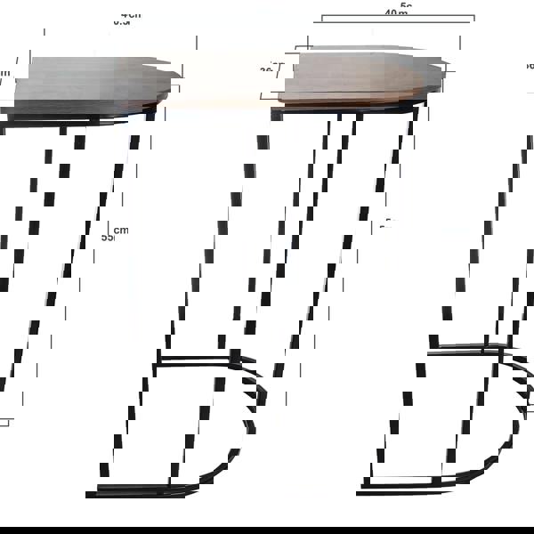 Gr8 Home Nest of 2 Coffee Table Metal Wooden Woodgrain Side Tables Set For Living Room