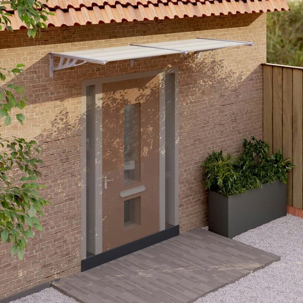 Berkfield Door Canopy Grey and Transparent 239x90 cm Polycarbonate