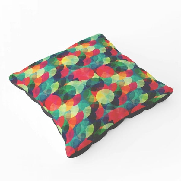 Warren Reed Colourful Grunge Circle Pattern Floor Cushion