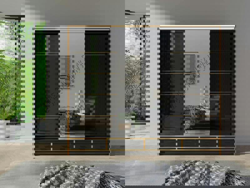 RAC3 Race to Road Stylish Bedroom Sliding Wardrobe with LED Light - Ample Storage Space and Sleek Design comes in White & Black and Width 205cm/256cm.