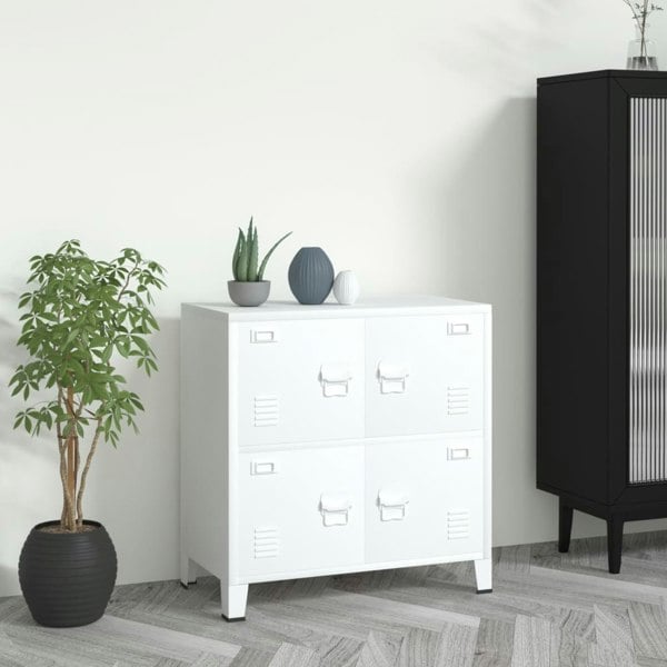 Berkfield Industrial Storage Chest White 75x40x80 cm Steel