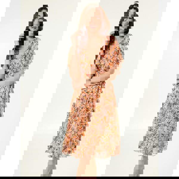 Blue Vanilla V Neck Shirred Waist Mini Dress