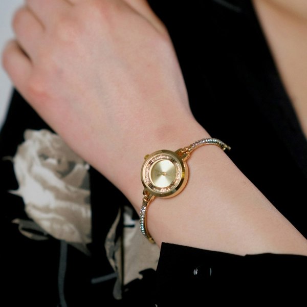 The Colourful Aura Stainless Steel Gold and Silver Bangle Adjustable Bracelet Wrist Watch