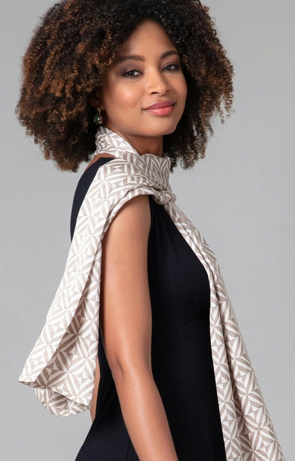 Alie Street London Phoebe Satin Scarf Geometric Nude