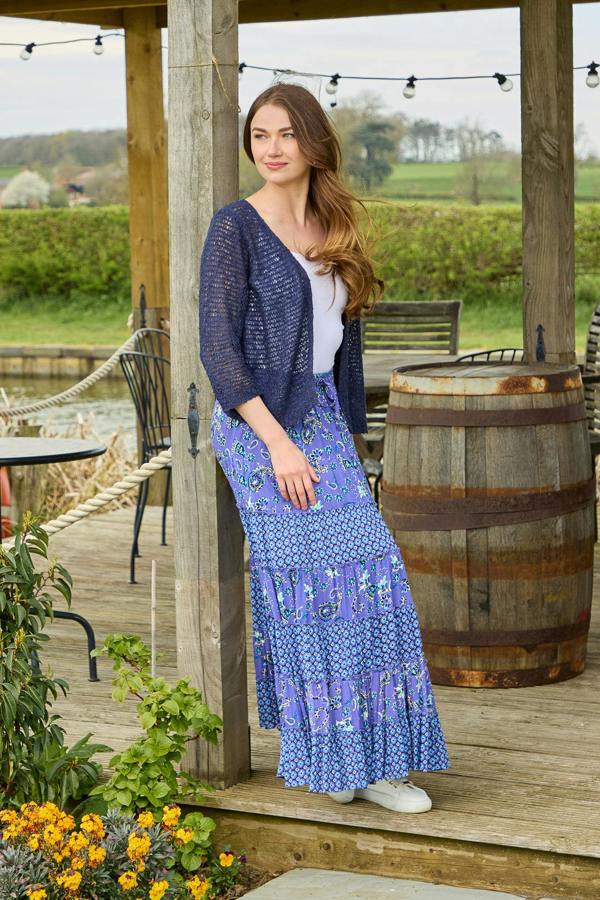 Mudflower Paisley Print Tiered Maxi Skirt