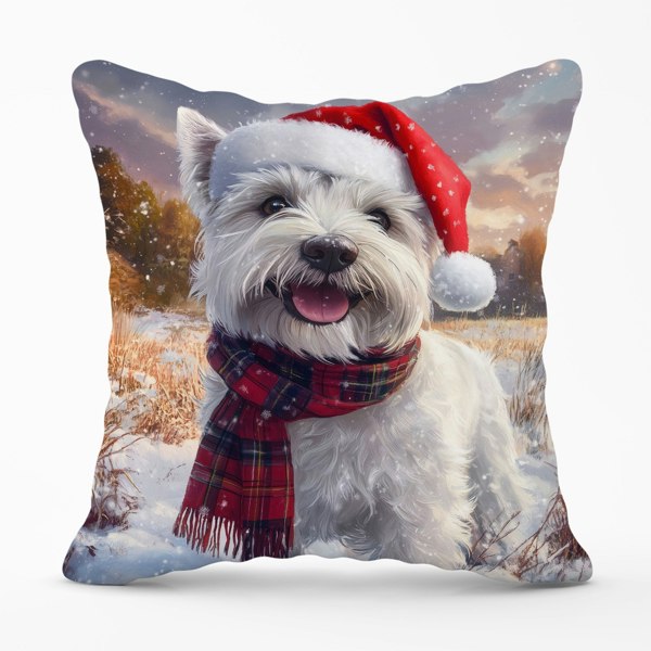 Warren Reed Snowy Christmas West Highland Terrier Cushion