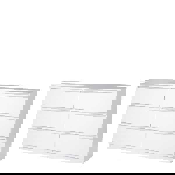 Furniture To Go Naia Wide Chest of 6 Drawers (3+3) in White High Gloss