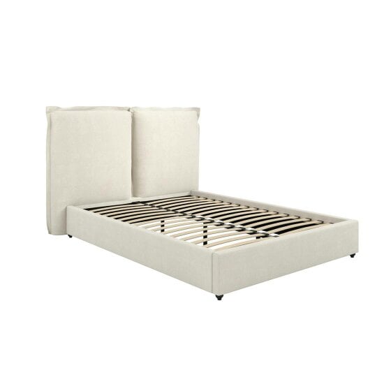 Wyld Haus Wexford Ivory Linen Upholstered 4ft6 Double Bed Pillow Headboard