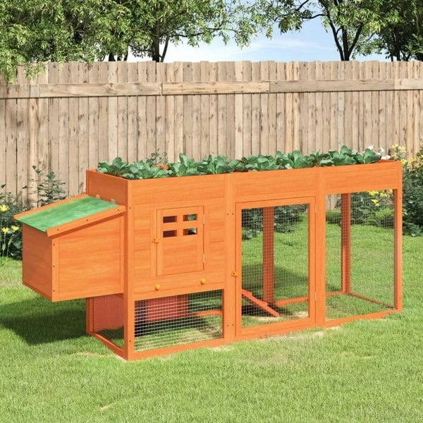 Berkfield Chicken Coop Brown 204x50x84 cm Solid Wood Pine