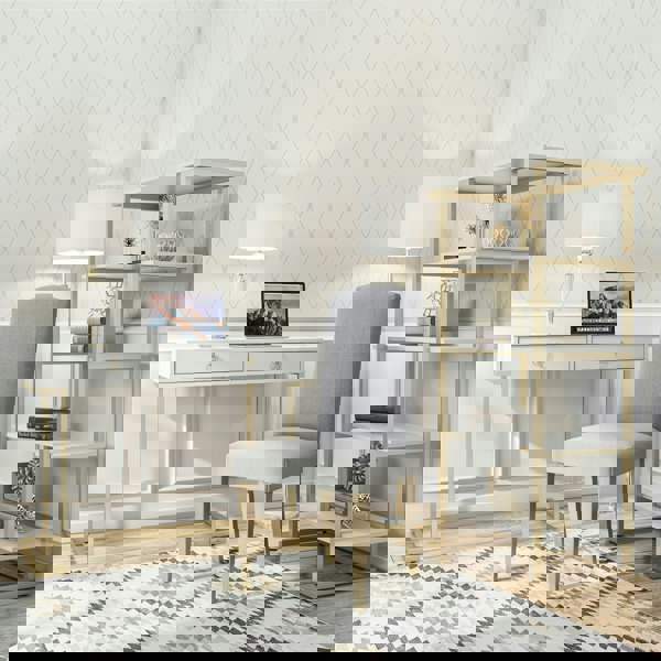 Dorel Home Camila Writing Desk in White / Golden